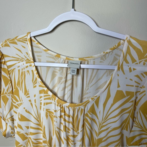 Merona Yellow and White Leaf Print Below the Knee Midi Dress size XXL - Picture 6 of 11